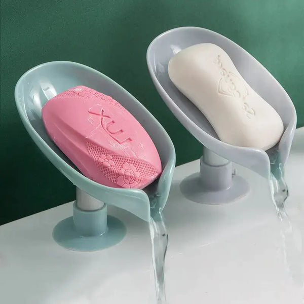 2Pcs  Leaf Shaped  Soap Holder With Suction Cup